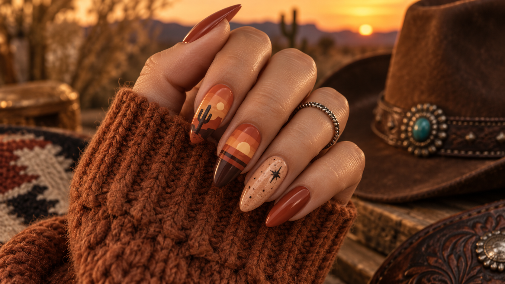 Desert Sunset Western Nails